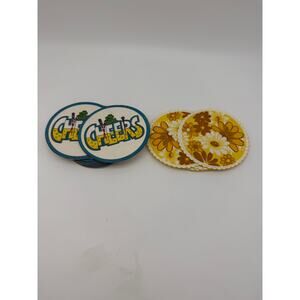 Vtg Retro Two Stacks of Paper Coasters (15) Cheers (5) Yellow Bartending